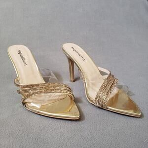 superdown Lynn Heels‎ in Gold Women's 7 Metallic Leather Slip On SPDW-WZ94